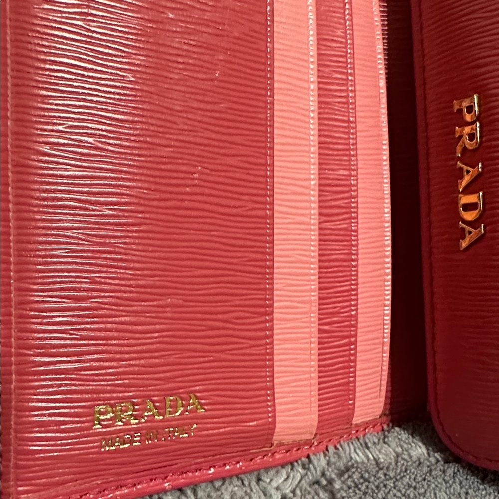 Prada Coral Pink Compact Trifold Wallet - Picture 7 of 14